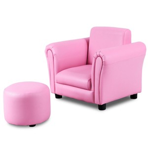 Costway  Kids Sofa Armrest Chair Couch Children Toddler Birthday Gift w/ Ottoman Pink - 1 of 4