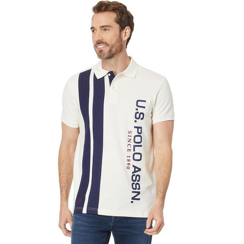 U.S. Polo Assn. Men's Slim Fit Short Sleeve Color Block Pique Polo Shirt, 1 of 4
