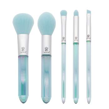 MODA Brush Mythical Airy Aquamarine Crystal 5pc Makeup Brush Kit, Includes Powder, Shadow, and Smoky Eye Makeup Brushes