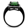 Slickblue IP Black Stainless Steel Engagement Ring with Emerald CZ and Clear Stones - Square Halo Design, Size 5-10 - 4 of 4