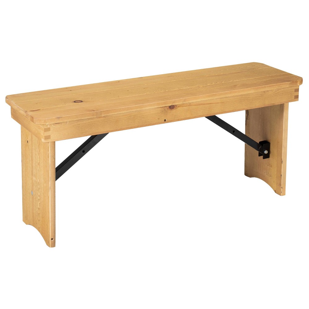 Photos - Pouffe / Bench Taylor & Logan 40"x12" Ingles Solid Pine Folding Farm Bench Brown