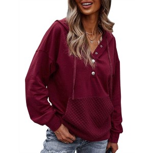 Women's Quilted Pocket Hoodie - Tickled Teal - 1 of 4