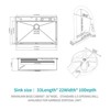 Gulches 33"x22" Drop-in Ledge Workstation Sink, 16G T304 Stainless Steel, with Pull-Out Faucet & Cup Washer - 4 of 4