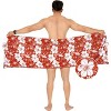 LA LEELA Men's Pareo Sarong Beach Mini Aloha Wrap One Size Floral Red - 4 of 4