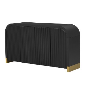 Dexmalle Curved Corner Wavy Door Cabinet with Adjustable Shelves - 1 of 4