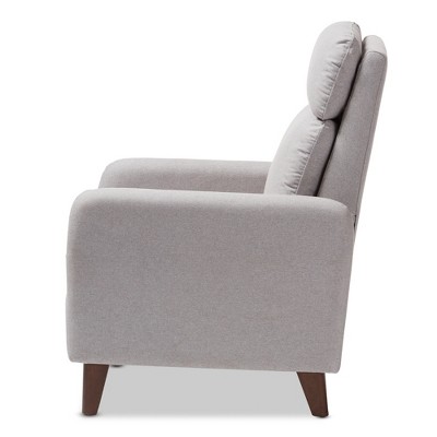 Casanova Light Gray Leather-Wood Modern Recliner Chair