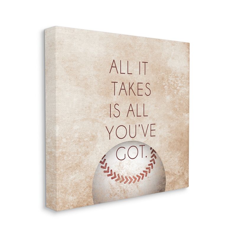 Stupell Industries Takes All You've Got Phrase Sports Baseball Brown, 4 of 5