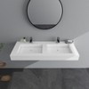 47 x 19 in. Solid Surface Wall Mount or Countertop Bathroom Double Vessel Sink with Faucet Holes in Matte White - 3 of 4