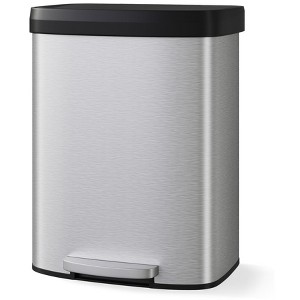 COZONY Stainless Steel Dual Compartment Trash Can with Step Pedal, Soft-Close Lid and Removable Inner Buckets - 1 of 4