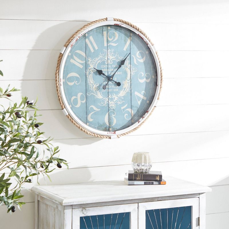 Metal Wall Clock with Rope Accents - Olivia & May, 2 of 9