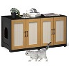 2  Cat Litter Box Cabinet, 47'' Hidden Litter Box Enclosure with Double Room, Wooden Cat House TV Stand Sideboard with 4 Sisal Doors - 3 of 4