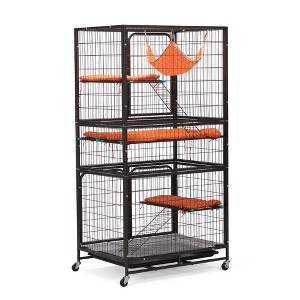 Sevobal Pet Carriers, Cat Cages Enclosure with Platforms Ramp Ladders and Hammock, Portable 3-Tier Cages for Indoor or Outdoor, Black, 32.7"*23.6"*63" - 1 of 4