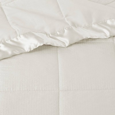 Ivory King Size Reversible Down Alternative Blanket with Satin Trim