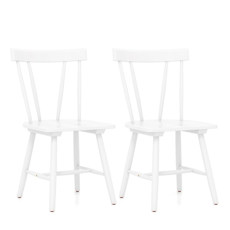 Costway Dining Chairs Set of 2 Windsor Chairs Wood Armless Chairs with Solid Rubber Wood Black/White/Natural, 1 of 10