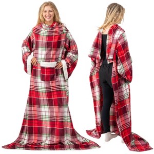 PAVILIA Wearable Blanket with Sleeves for Women Men Adults, Warm Soft Plush Snuggle Pocket Sleeved TV Throw - 1 of 4