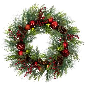 Northlight Real Touch™ Berries, Pinecones and Ornaments Artificial Christmas Wreath - 36" - Unlit