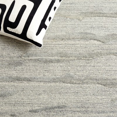 Gray Abstract Handmade Tufted Wool 4' x 6' Rug