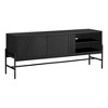 Monarch Specialties Tv Stand 60 Inch Console Media Entertainment Center Storage Cabinet Black Laminate Black Metal Contemporary Modern - 2 of 4