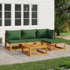 vidaXL 5-Piece Patio Furniture Set - Sectional Sofa with Green Cushions - Acacia Wood Outdoor Lounge - Garden Lounge Set - 2 of 4