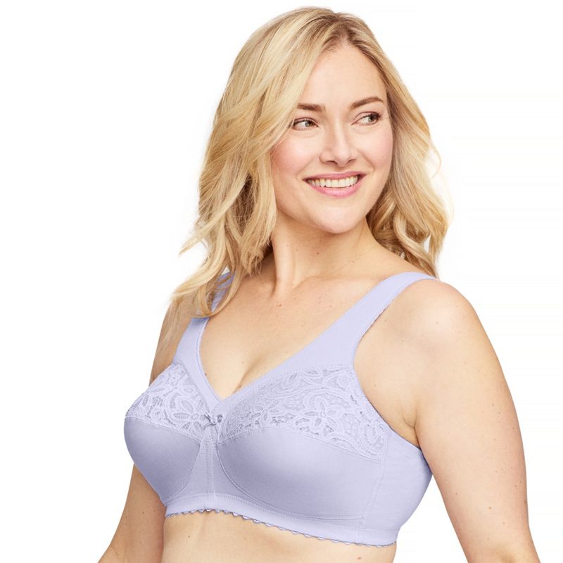 Glamorise Womens MagicLift Cotton Support Wirefree Bra 1001 Lilac, 3 of 5