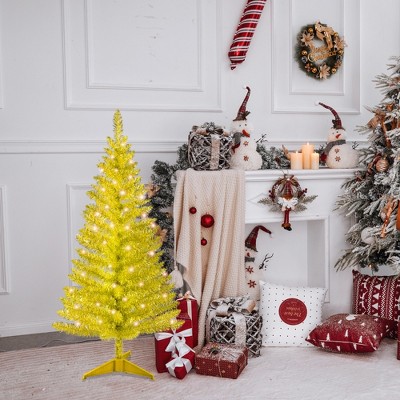 SKRAN 4FT Artificial Gold Christmas Tree , Artificial Holiday Tree, with 122 PVC Tips for Indoor Decoration, Small Space, Tabletop