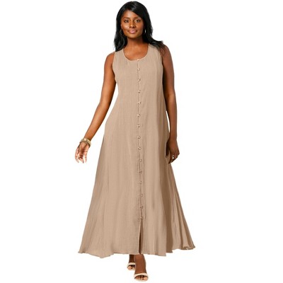 Jessica London Women's Plus Size Petite Button Down Gauze Dress