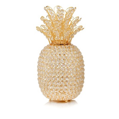 HomeRoots 15" Gold Faux Crystal Decorative Pineapple