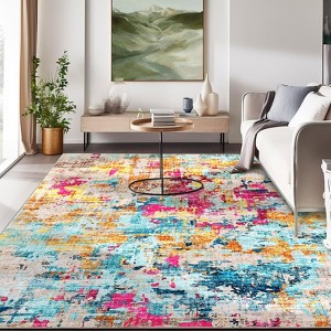 Area Rug for Living Room, Vintage Abstract Washable Rug with Non-Slip Backing, Soft Living Room and Bedroom Carpet - 1 of 4