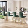 PDTEND Velvet Upholstery Bar Stools Set of 2 with Metal Legs, Button Tufted, Nailheads Trim - 4 of 4