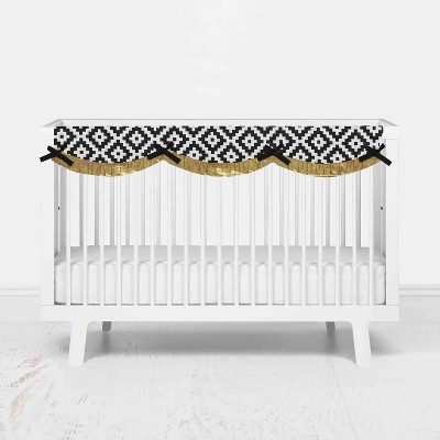 Bacati - Love Black/Gold Stripes Long Side Crib Rail Guard Cover