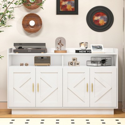 VYNXARIA White Buffet Sideboard Cabinet with Gold Handles - Elegant Storage Solution