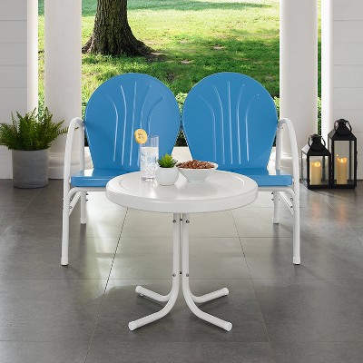 Sky Blue Steel 2-Person Outdoor Conversation Set