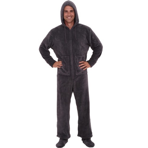 Adr Men s Hooded Footed Adult Onesie Pajamas Set Plush Winter Pjs