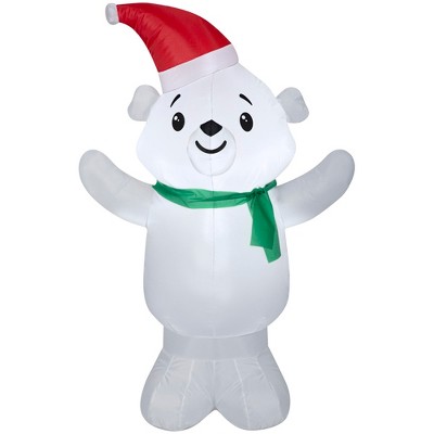 Gemmy Christmas Airblown Inflatable Polar Bear, 4 ft Tall, Multi