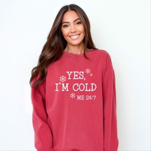 Simply Sage Market Yes I'm Cold Garment Dyed Sweatshirt - 1 of 4