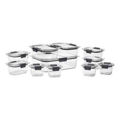  Rubbermaid Brilliance Glass Food Storage set of 4 containers, 8  total pieces (4 containers + 4 lids) for Lunch, Meal Prep, and Leftovers,  Dishwasher and Oven Safe, Clear/Grey: Home & Kitchen