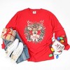 Simply Sage Market Women's Coquette Deer Wreath Long Sleeve Garment Dyed Tee - 3 of 4