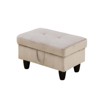 DOMETOUR Gray White Corduroy Living Room Ottoman-Soft Upholstered Living Room Footstool or Accent Bench for Modern Home Decor - 2 of 4