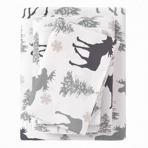 100% Cotton Lodge Print Flannel Sheet Set - Great Bay Home - 1 of 4