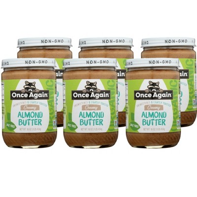 Once Again Organic Unsweetened & Lightly Toasted Creamy Almond Butter Salt Free- Case of 6/16 oz
