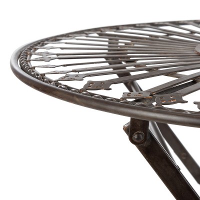 Belen Black Rust Iron Outdoor Bistro Set with Round Table