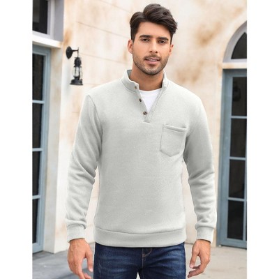 WhizMax Men's Casual Henley Pullover Sweater Slim Fit Knitted Thermal Fleece Polo Sweatshirt