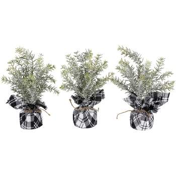 Northlight Mini Frosted Pine Artificial Christmas Trees - 10" - Set of 3