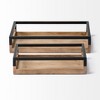 HomeRoots Set of Two Brown Wood Indoor Outdoor Tray With Handles - 4 of 4