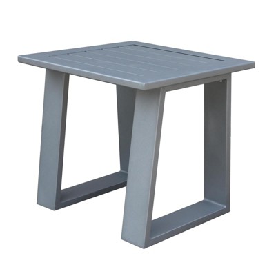 INFURNIC Patio End Tables Aluminum Square End Table with Weather-Resistant Construction for Outdoor Use, Pewter, 23"*23"*22"