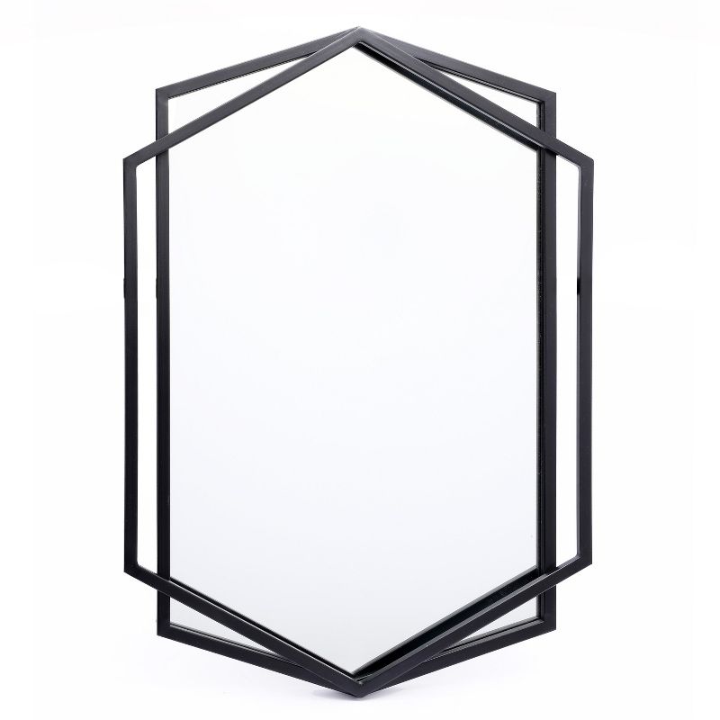 LuxenHome Black Metal Hexagon Frame Wall Accent Mirror for Bathroom & Vanity, 2 of 15