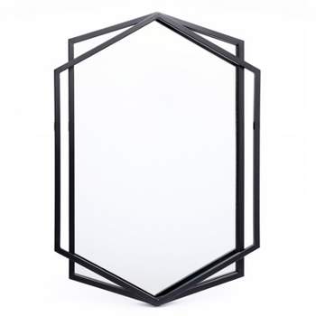 LuxenHome Black Metal Hexagon Frame Wall Accent Mirror for Bathroom & Vanity