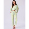 INSPIRE CHIC Women's Cotton Pajamas Button Down Long Sleeve Notch Collar Top and Pants Sets with Pockets - 3 of 4