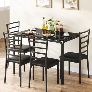 Glass Dining Table Set for 4, Kitchen Table and Chairs for 4, 5 Piece Kitchen Dining Room Table Set - 1 of 4