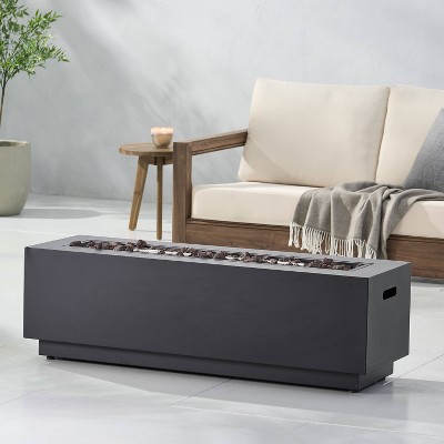 Wellington Dark Gray Rectangular Gas Fire Pit Table